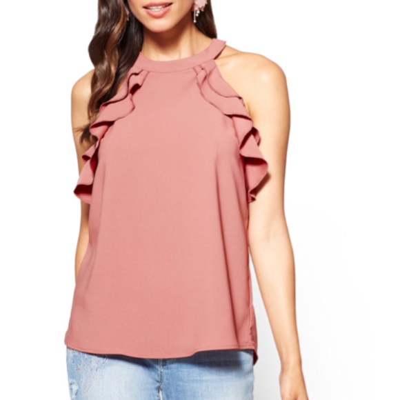 Sweet mauve ruffled, halter, blouse size XXL - Picture 2 of 5